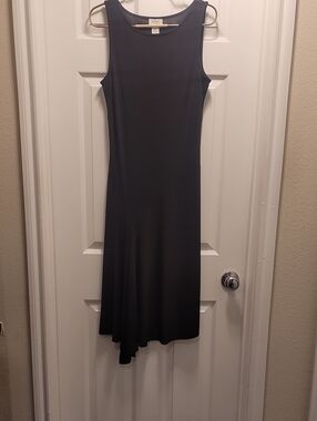 Ann Taylor Loft Sleeveless Asymmetrical Hem Black Dress SZ 8